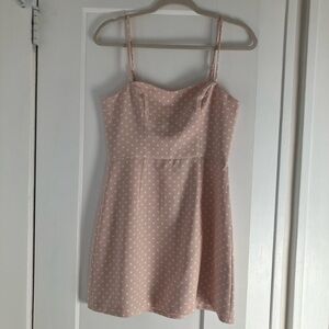 French Connection Blush Pink Mini Dress with White Polka Dots Size 6